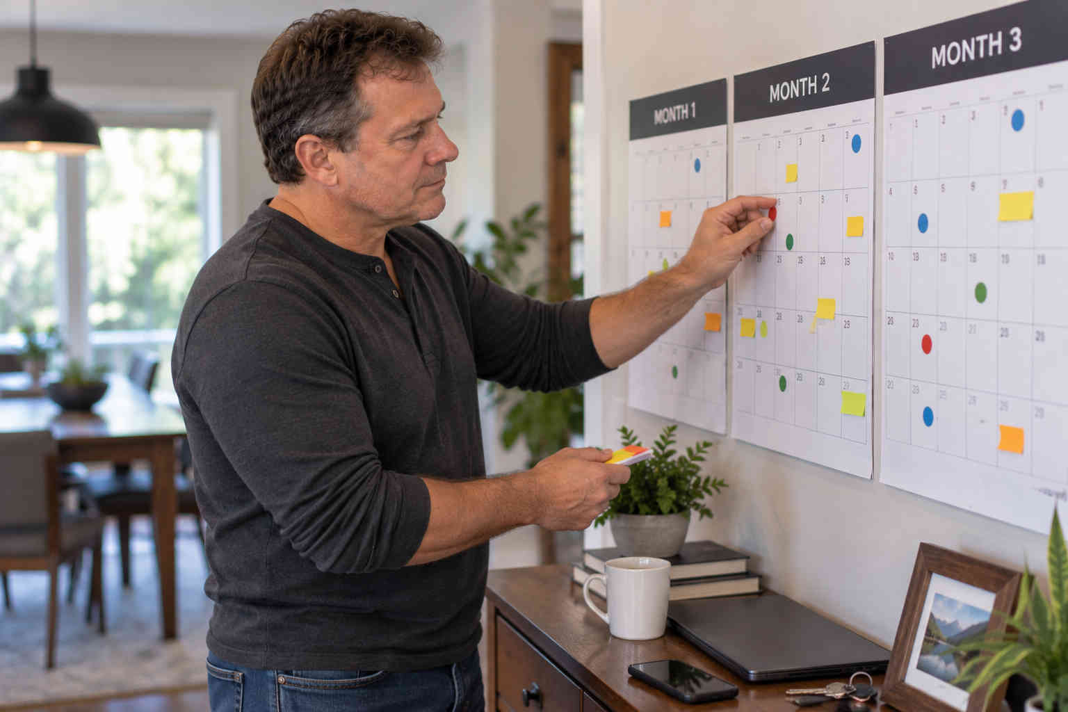 Man creating a three-month career rebuild plan after divorce