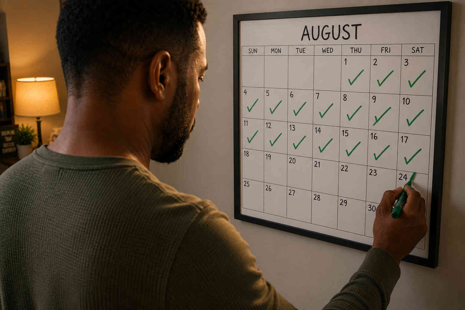 Marking a calendar streak for daily habits