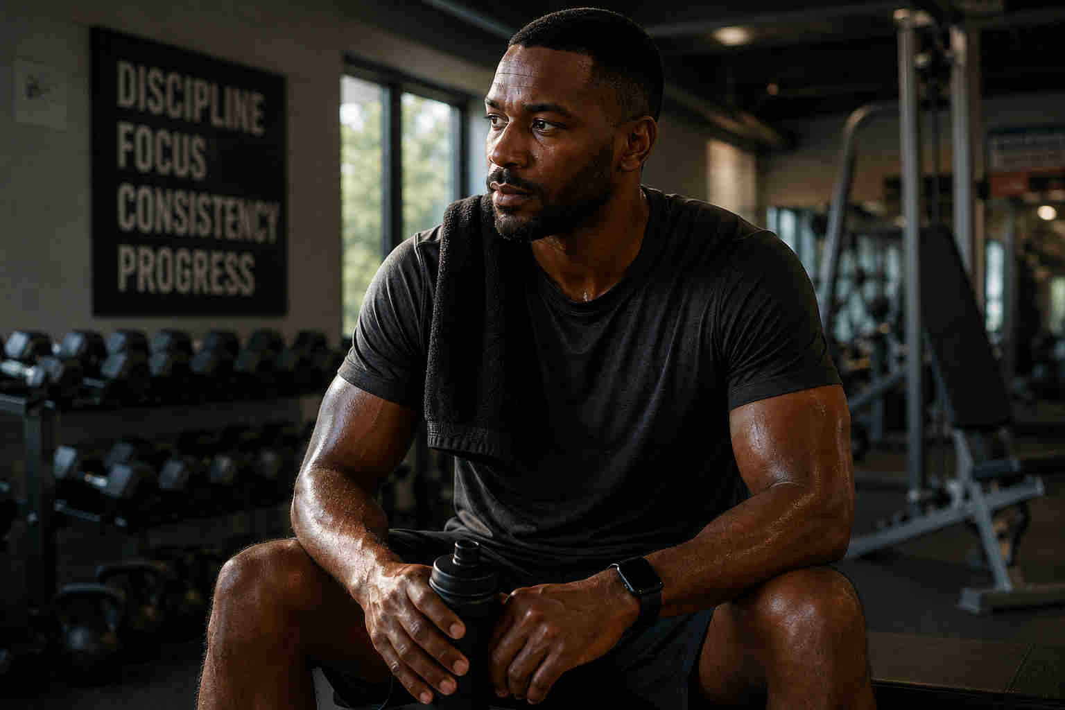 Divorced man completing a healthy workout and choosing progress after divorce