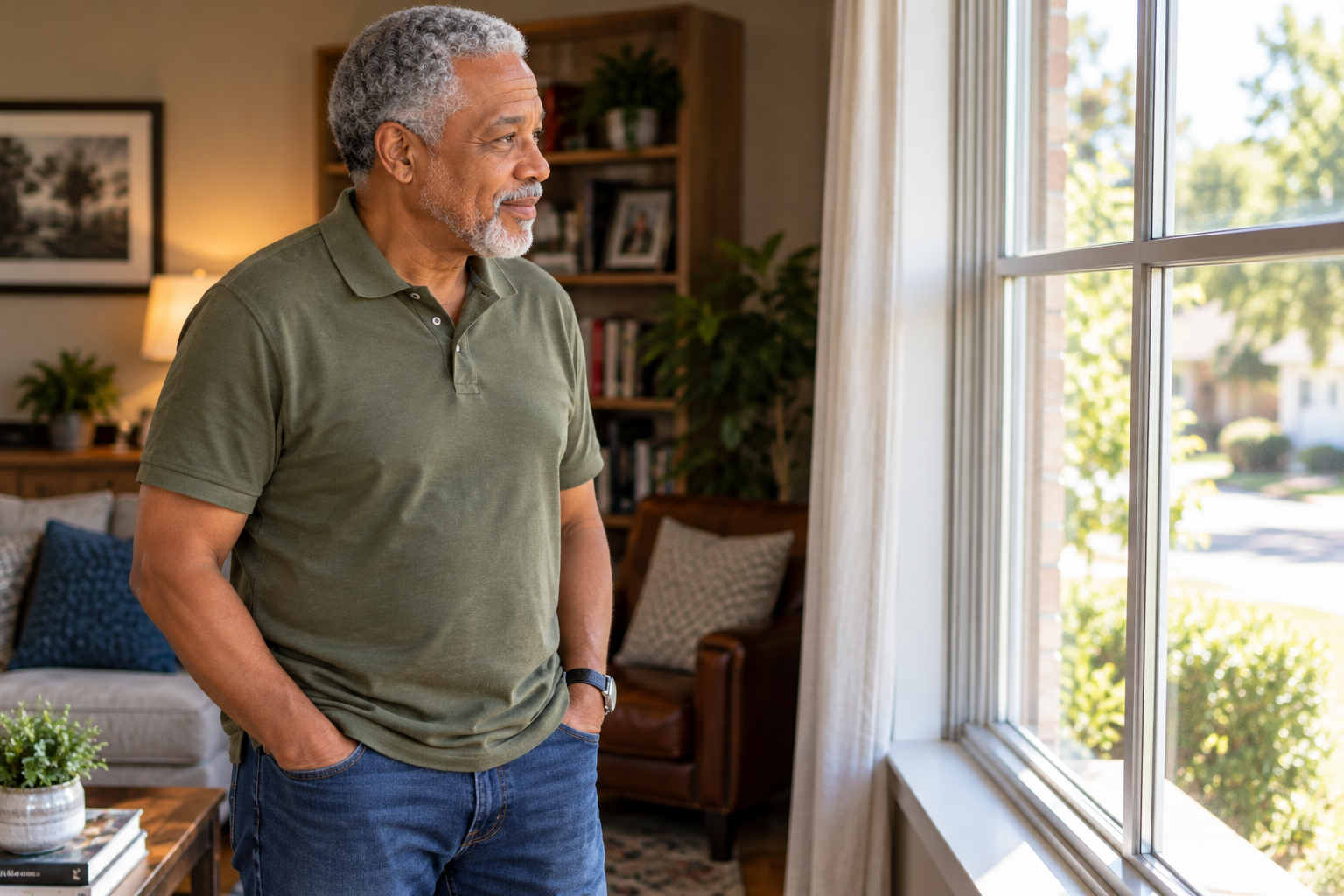Mature man reflecting on his readiness to date again after divorce