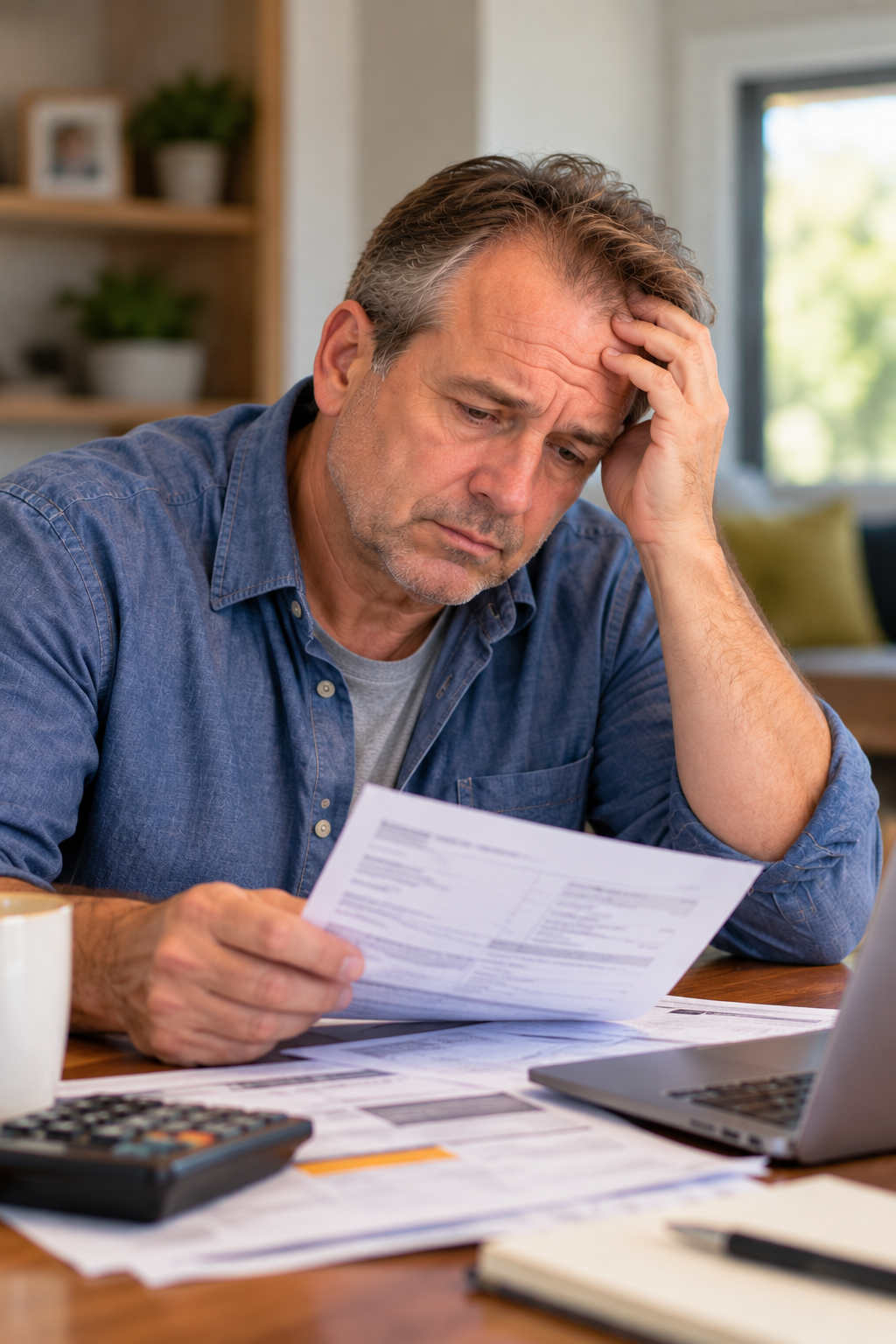 Mike at age 50 considering how to rebuild his financial future after divorce