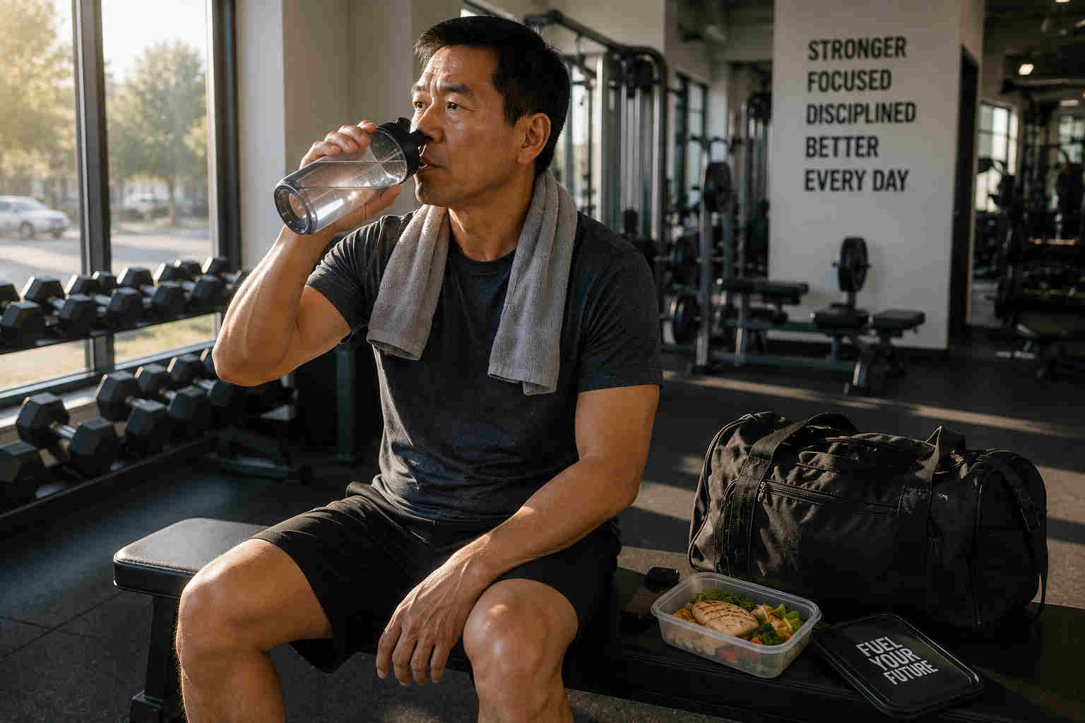 Divorced man building a realistic healthy routine at the gym