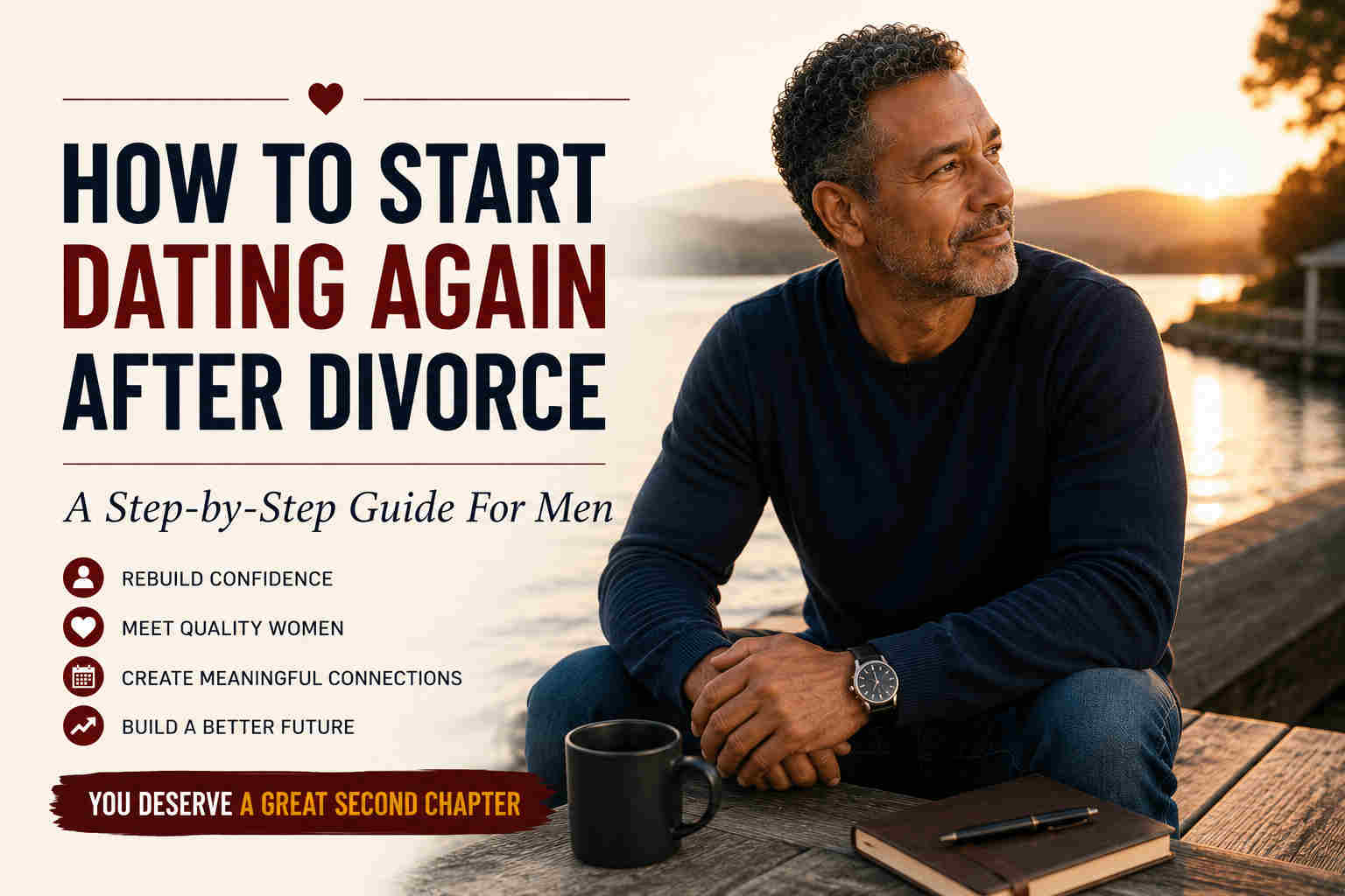 African American man reflecting on how to start dating again after divorce