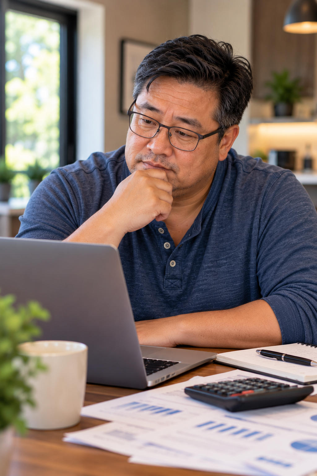 Man reviewing financial information before beginning to invest