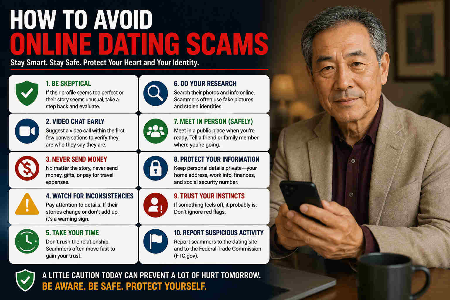 How to avoid online dating scams checklist with safety tips for men