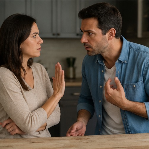 A couple having a tense conversation after one person sets a boundary