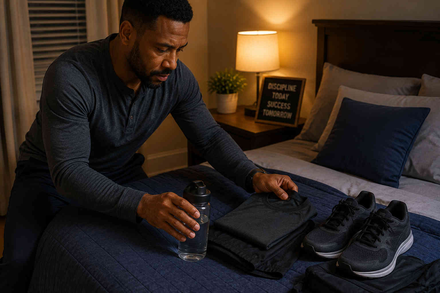 Preparing workout clothes the night before