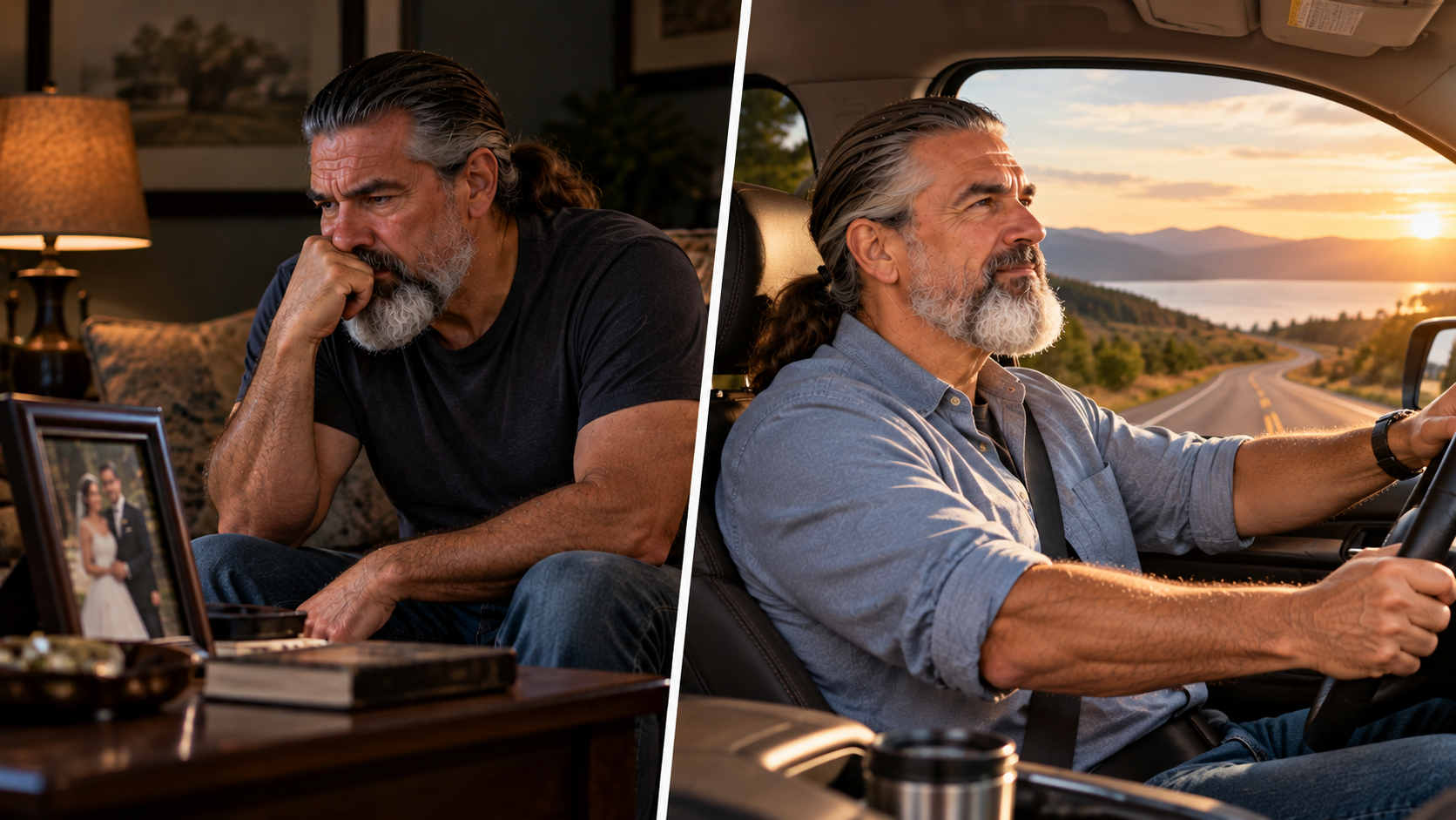 Man moving from grief toward a hopeful new direction